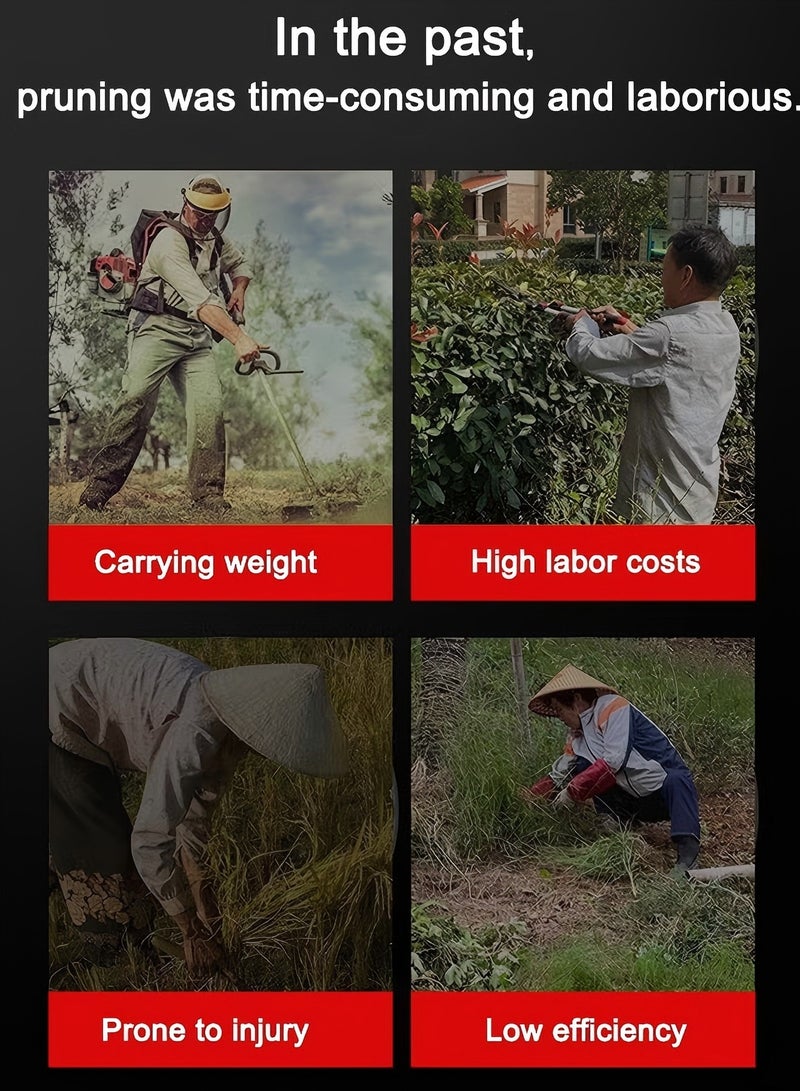 عربست جزازة عشب لاسلكية 48 فولت، قابلة للطي والسحب مع شاحن سريع، تعمل ببطارية 4.0 أمبير، مزودة بثلاث شفرات قص، أداة تشذيب عشب كهربائية محمولة لأعمال الحديقة - Image 3